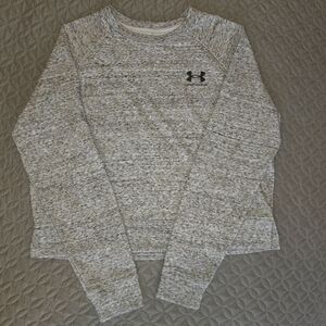 Under Armour Womens Loose Fit Long Sleeve Pullover, Gray, Size L